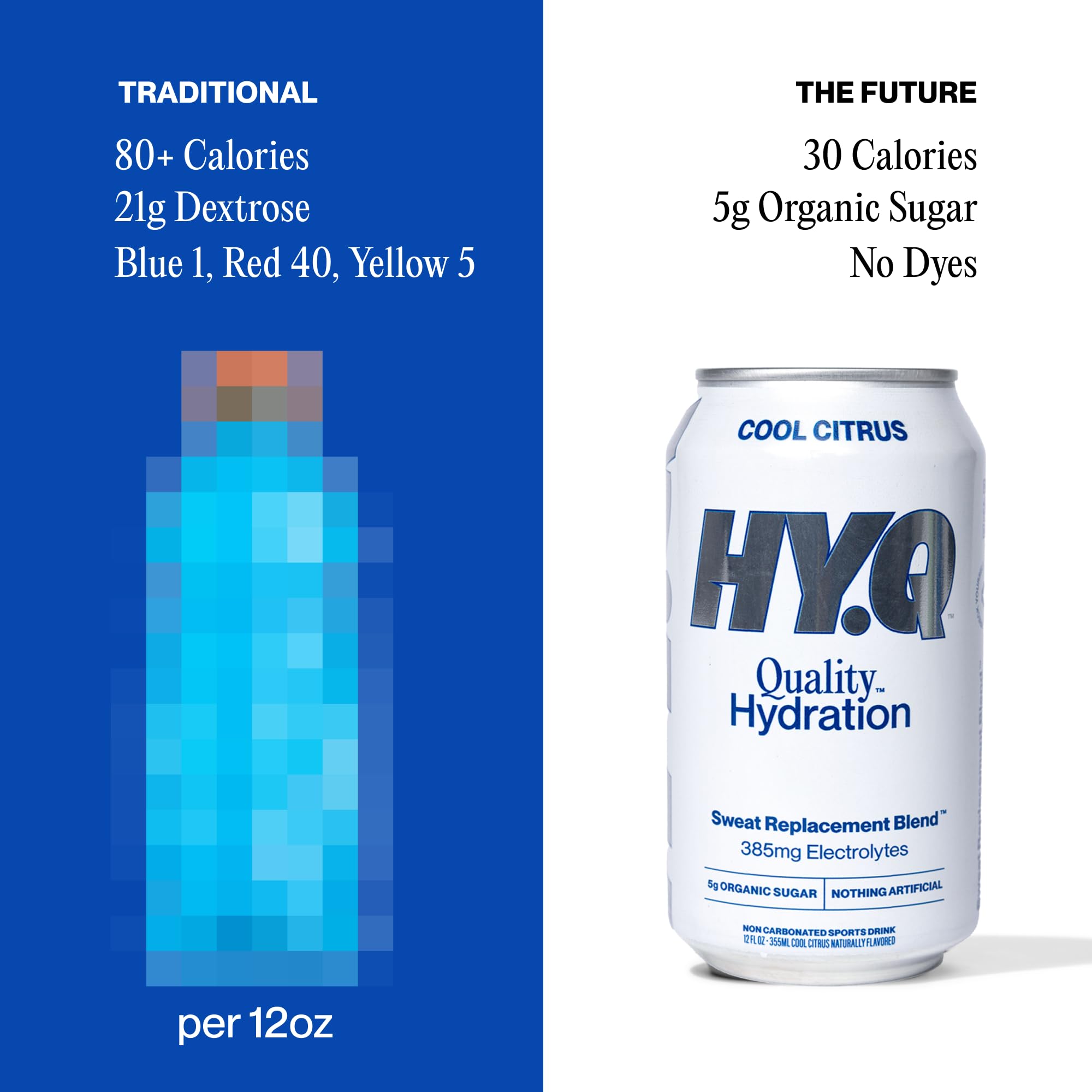 HY.Q nutrition label detail showing low sugar and electrolyte amounts