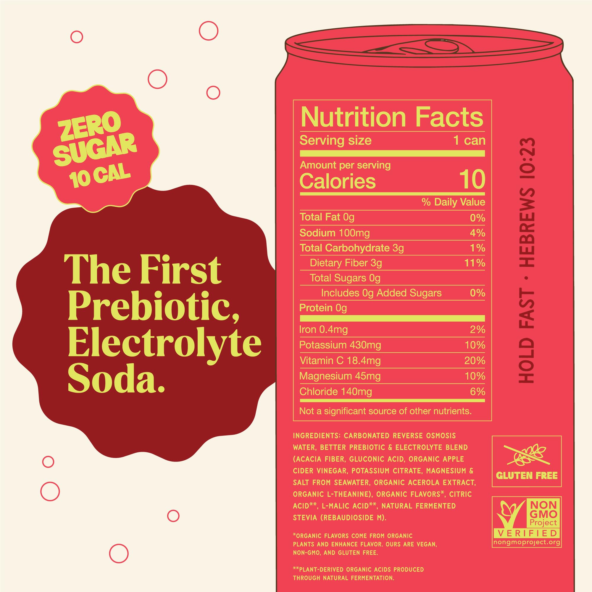 Hyburst side label close-up showing ingredient list and electrolyte details