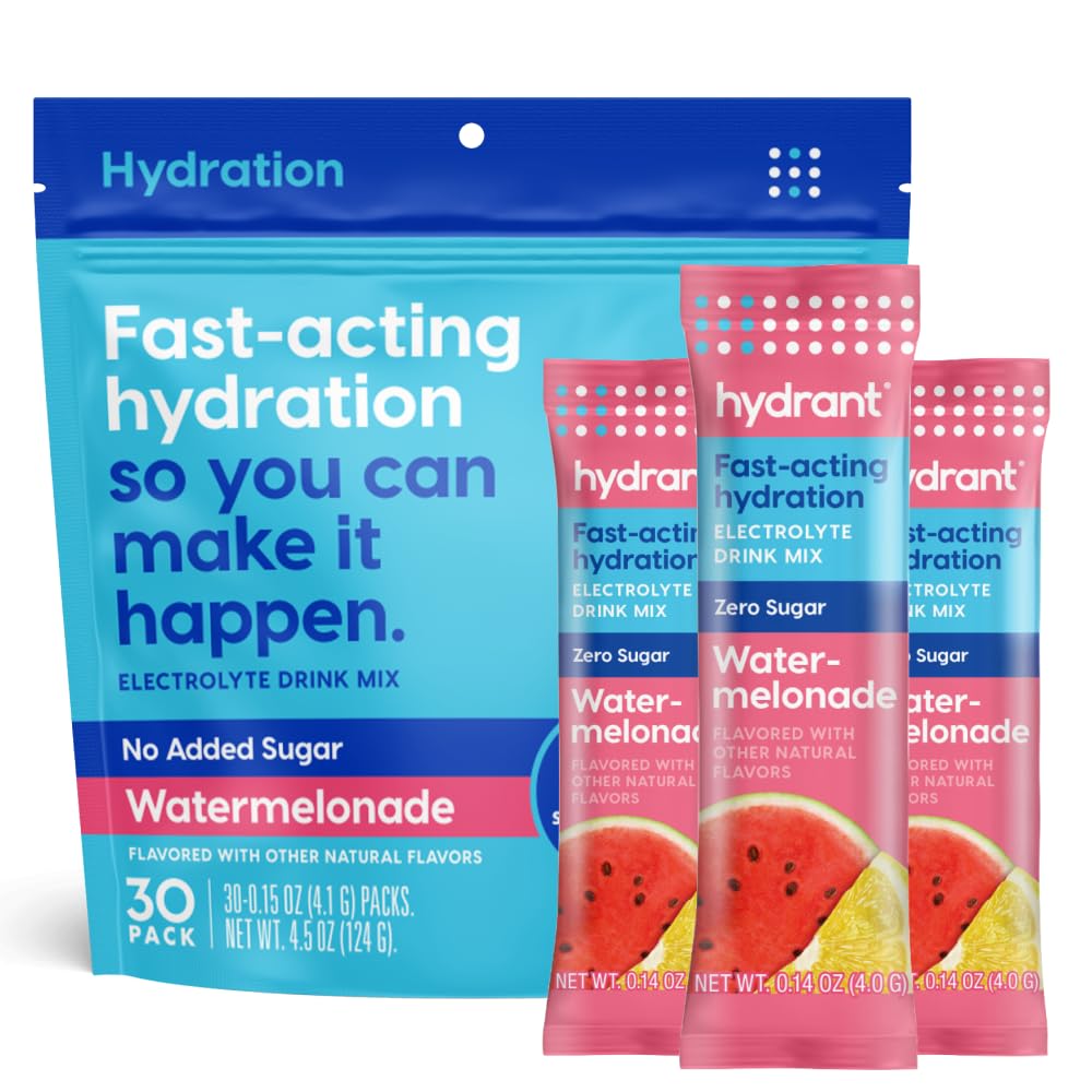 HYDRANT Watermelonade front packaging showing 30 stick packets and benefits