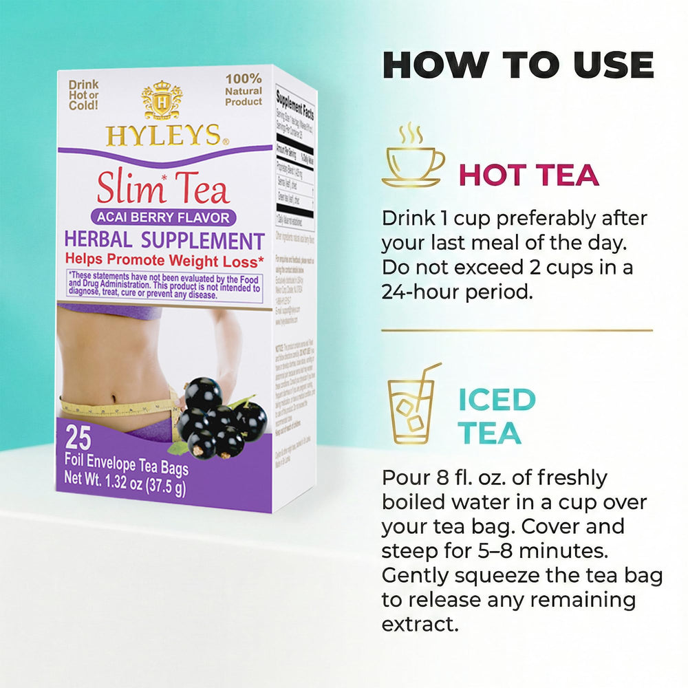 HYLEYS brewed acai berry tea cup offering calming evening ritual
