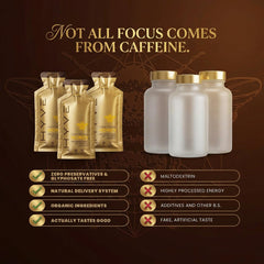 HYVE Mind packet stirred into coffee illustrating easy beverage integration