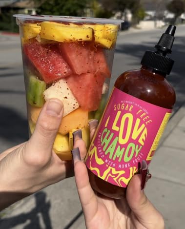 I Love Chamoy bottle on a snack table showing real-use serving inspiration and appeal