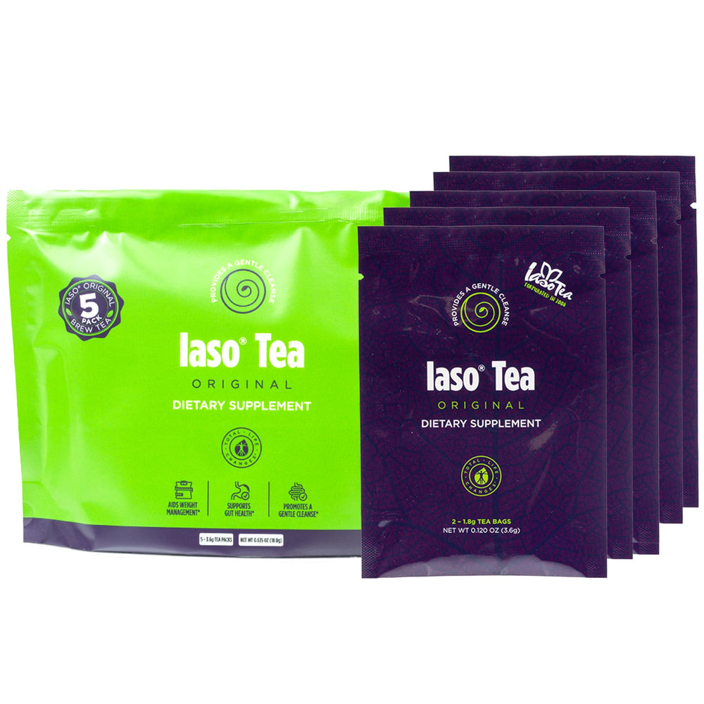 IASO front packaging showing 5-sachet box and original flavor for convenience