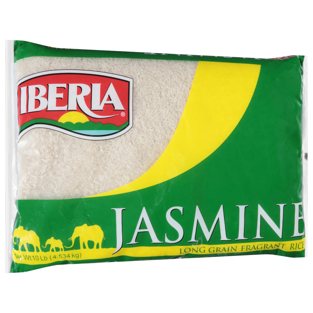 Iberia jasmine rice front packaging showing 10 lb bag and product branding for pantry convenience