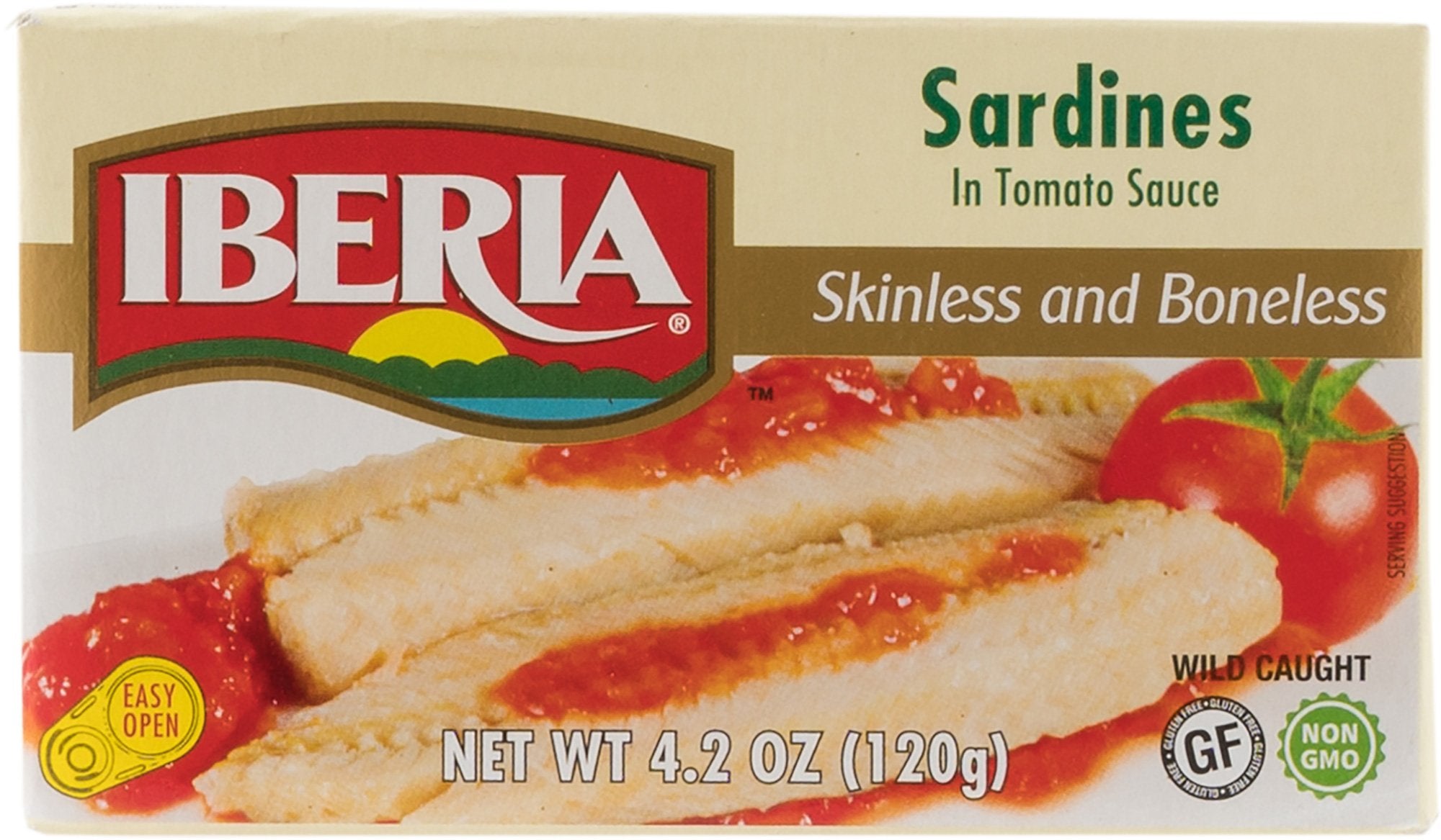 Iberia sardines front can showing pull-top and ready-to-eat protein