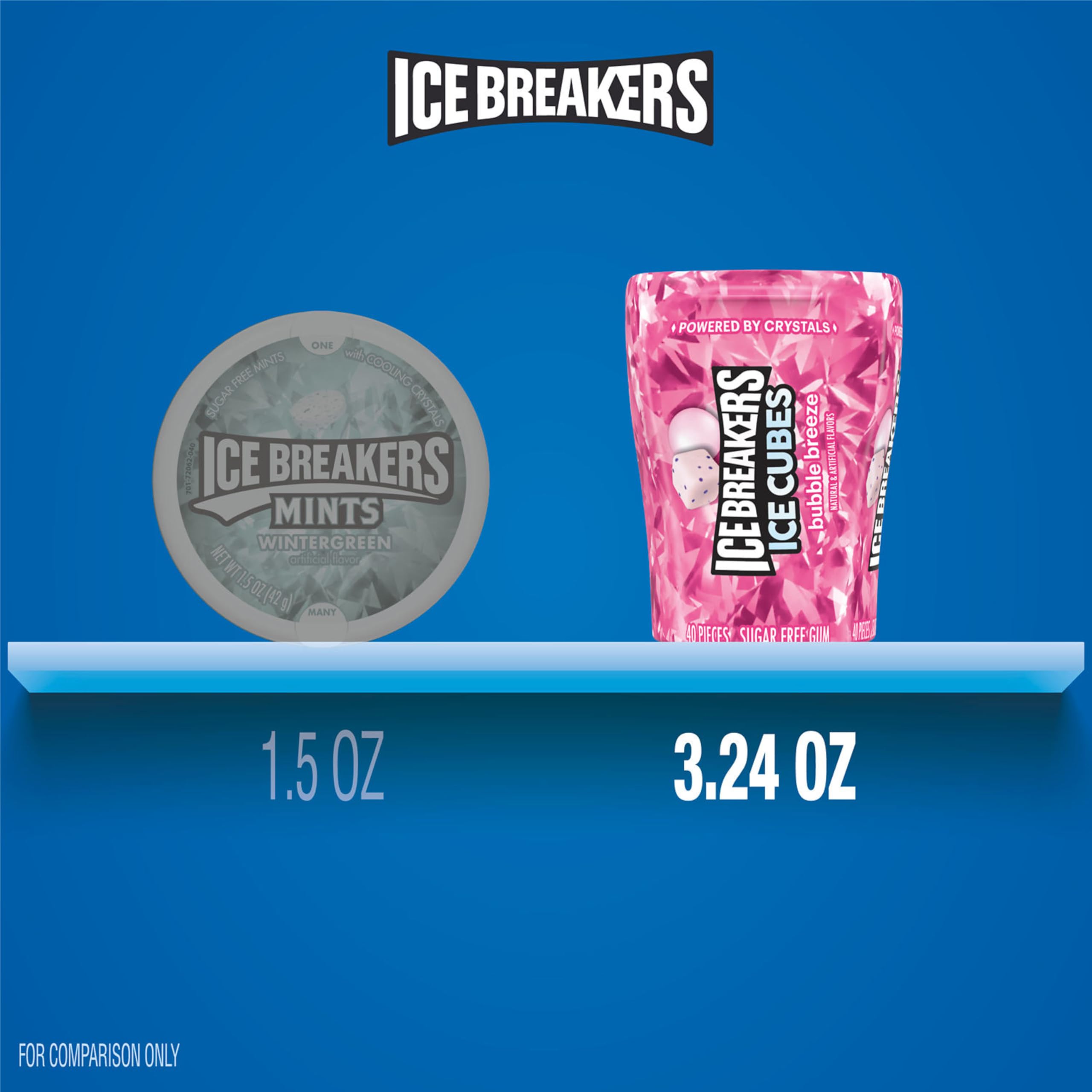 Ice Breakers close-up of cube pieces showing texture and consistent chew