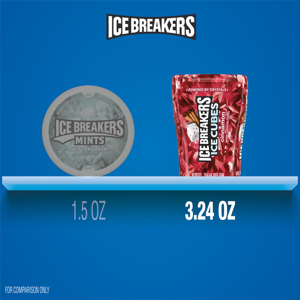 Close-up of Ice Breakers cube texture highlighting cooling crystals and strong cinnamon flavor benefit