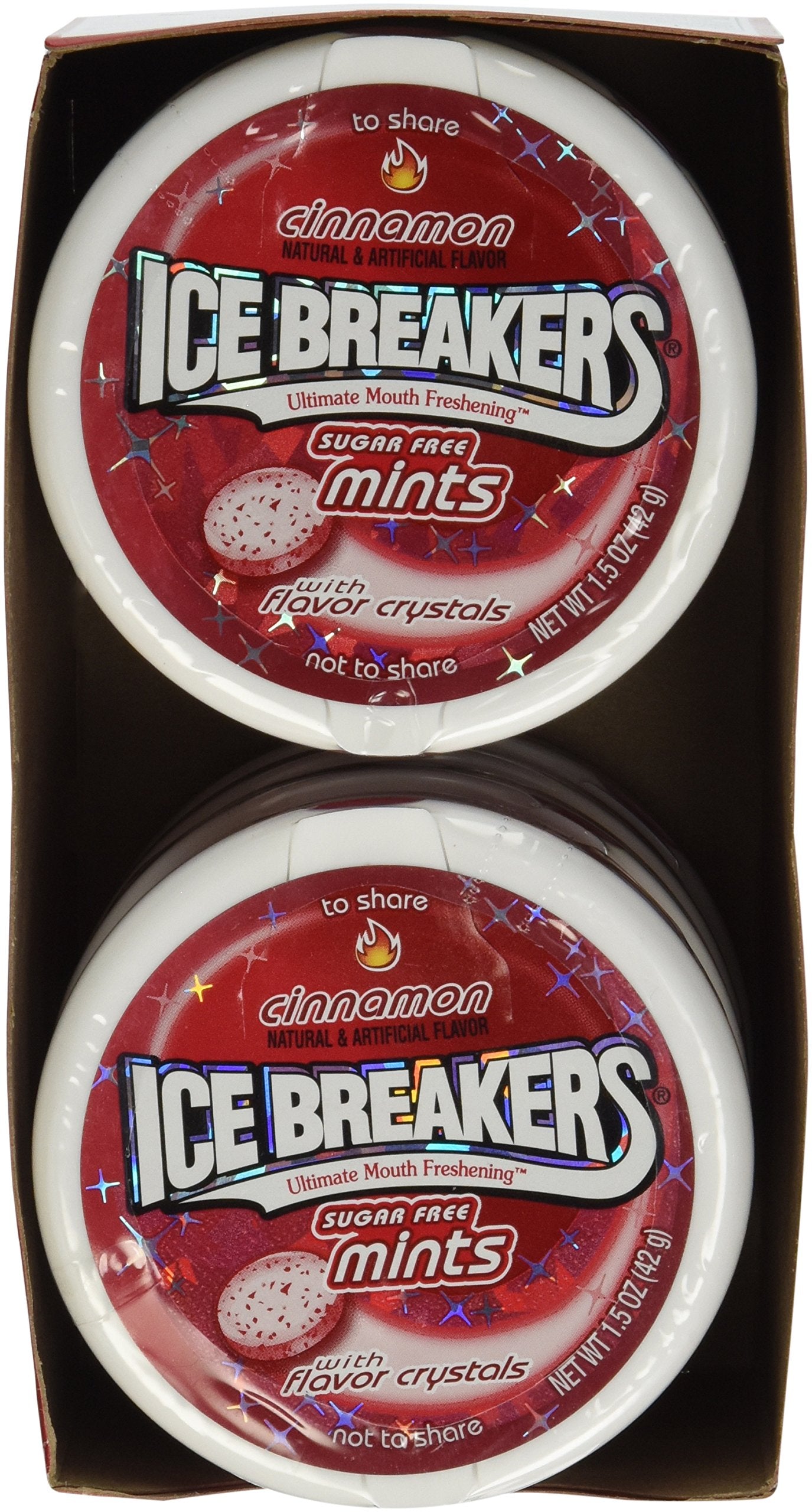 Ice Breakers close-up of cinnamon mints showing texture and strong flavor benefit
