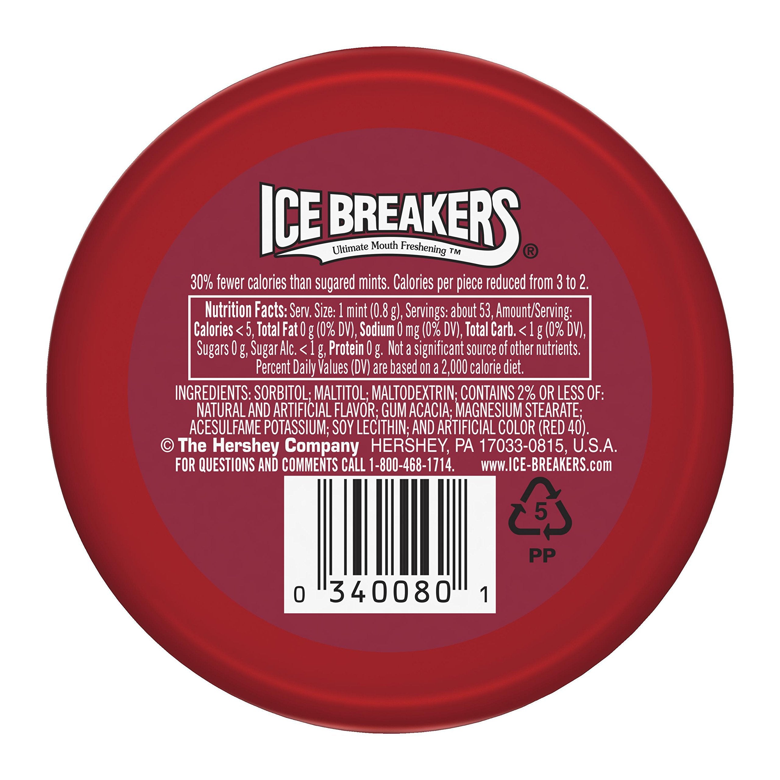 Ice Breakers cinnamon mint close-up showing flavor crystals and crisp texture