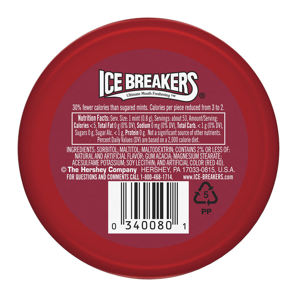 Ice Breakers cinnamon mint close-up showing flavor crystals and crisp texture