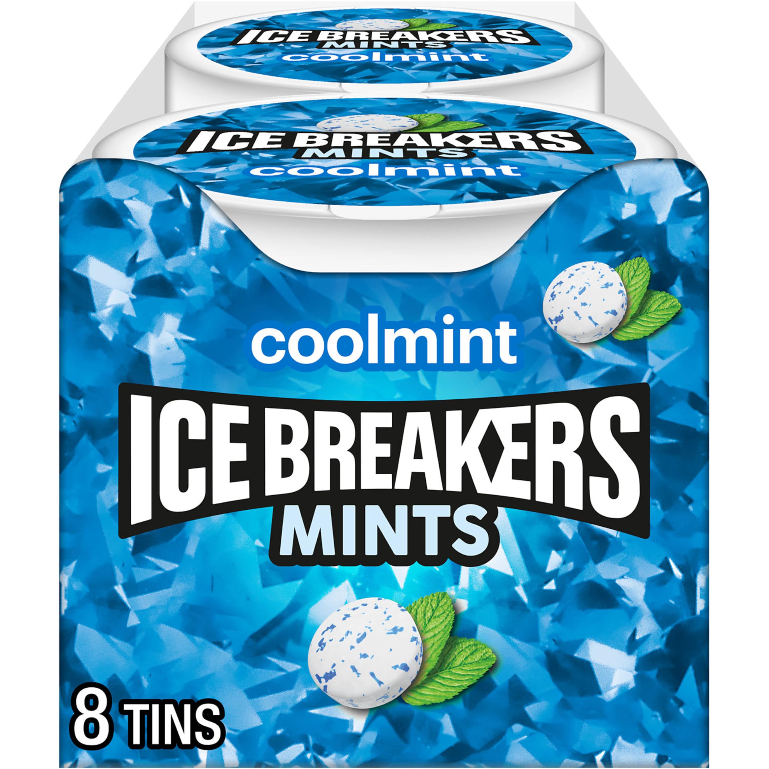 Ice Breakers coolmint front tin showing brand and compact design for easy carrying