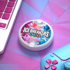 Ice Breakers Duo stacked tins showing size and quantity for convenience benefit