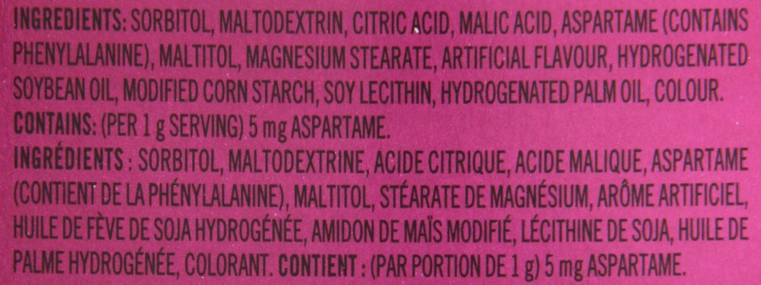 Ice Breakers nutrition label closeup showing sugar-free claim and ingredient transparency