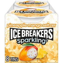 Ice Breakers front tin showing pineapple mango label and compact design for easy freshness