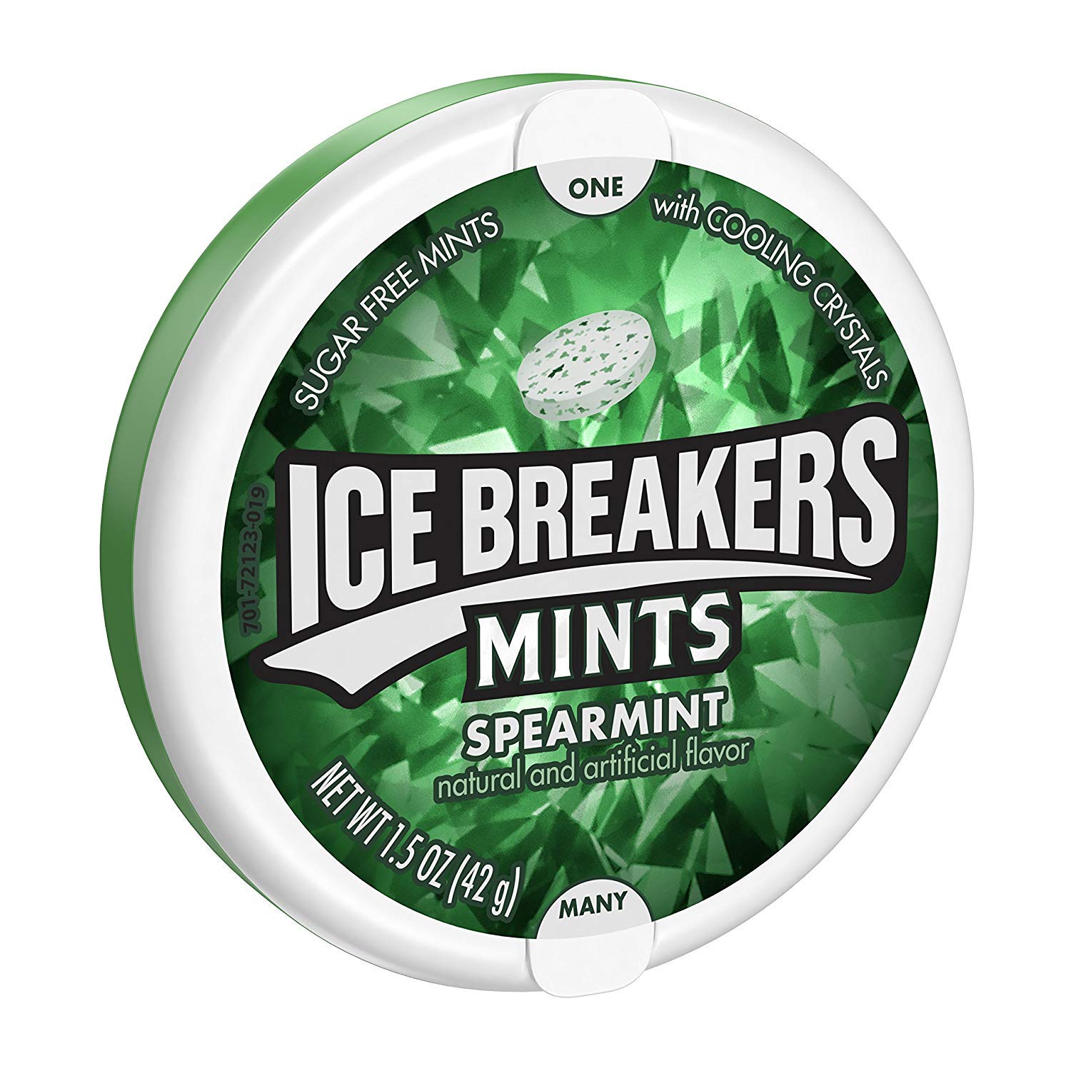 Ice Breakers front packaging showing spearmint pucks and brand benefits