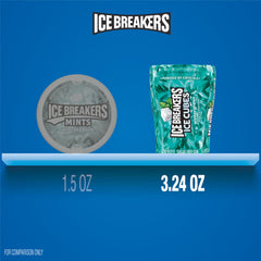 Ice Breakers close-up of cooling crystals on gum pieces for intense mint sensation