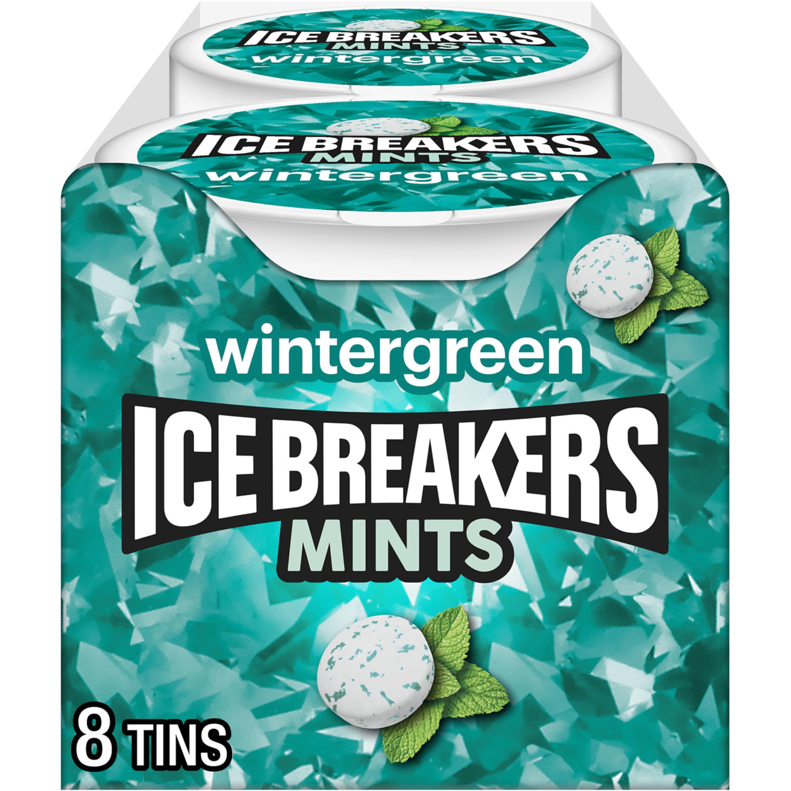 Ice Breakers front tin showing wintergreen mints and branding for instant freshness