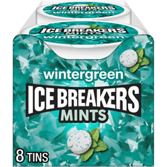 Ice Breakers front tin showing wintergreen mints and branding for instant freshness