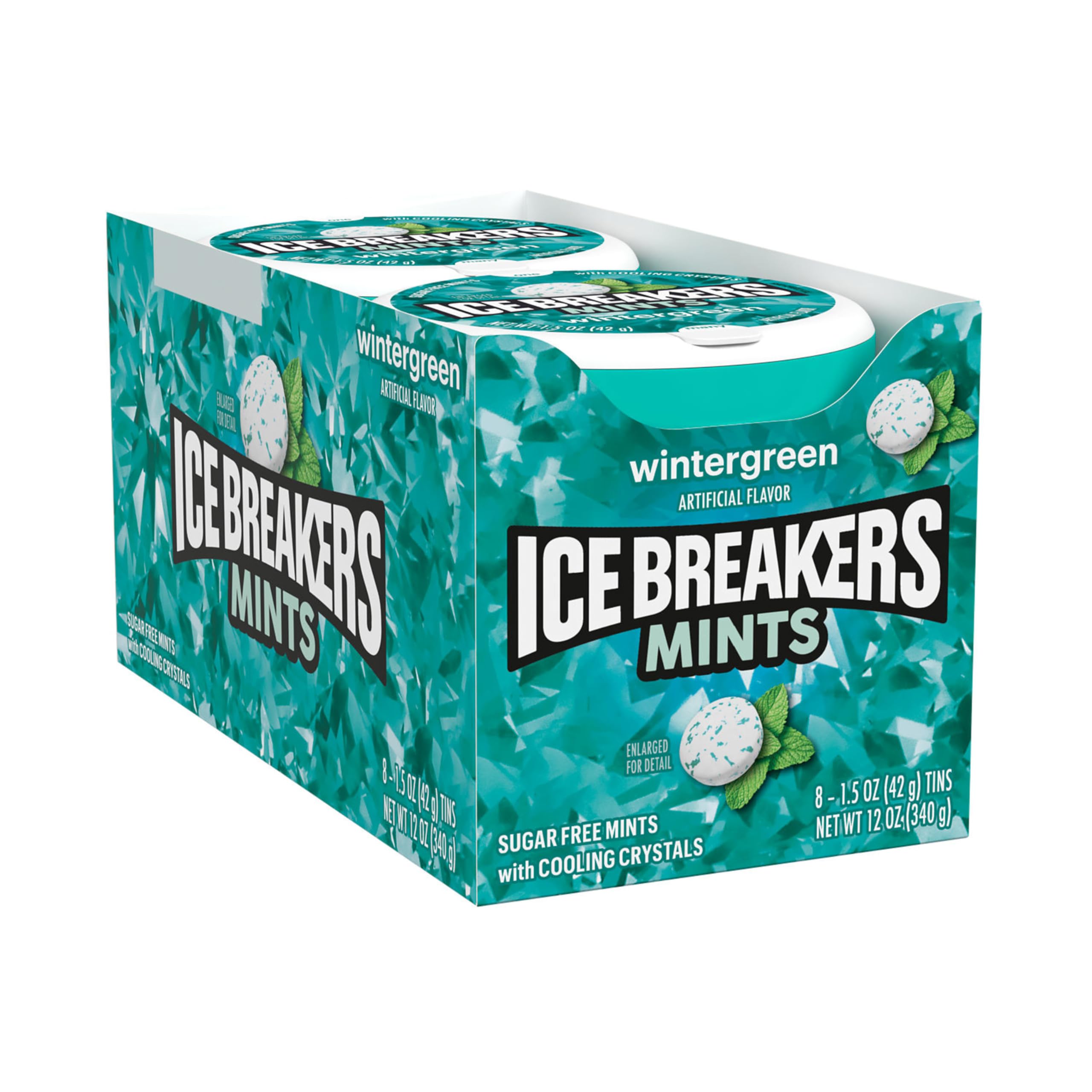 Ice Breakers open tin with visible mints ready to dispense for on-the-go use