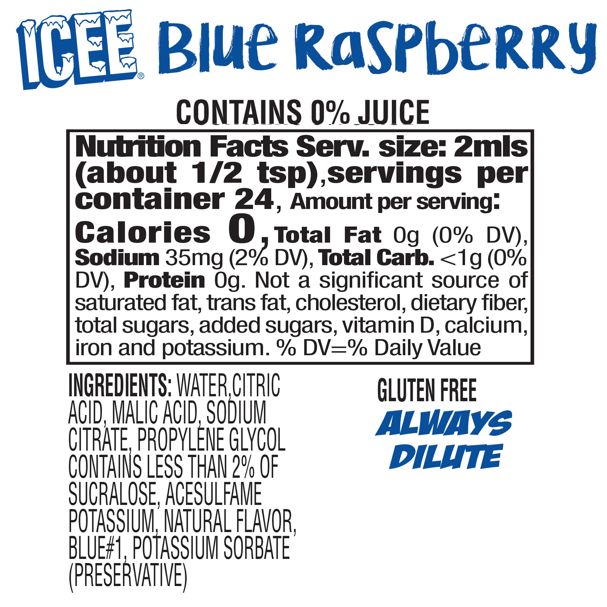 ICEE blue raspberry being poured into water illustrating instant mixing benefit