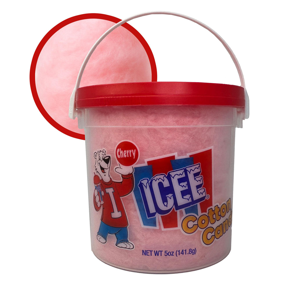 Icee cherry cotton candy front packaging showing bright bucket and logo for easy gifting