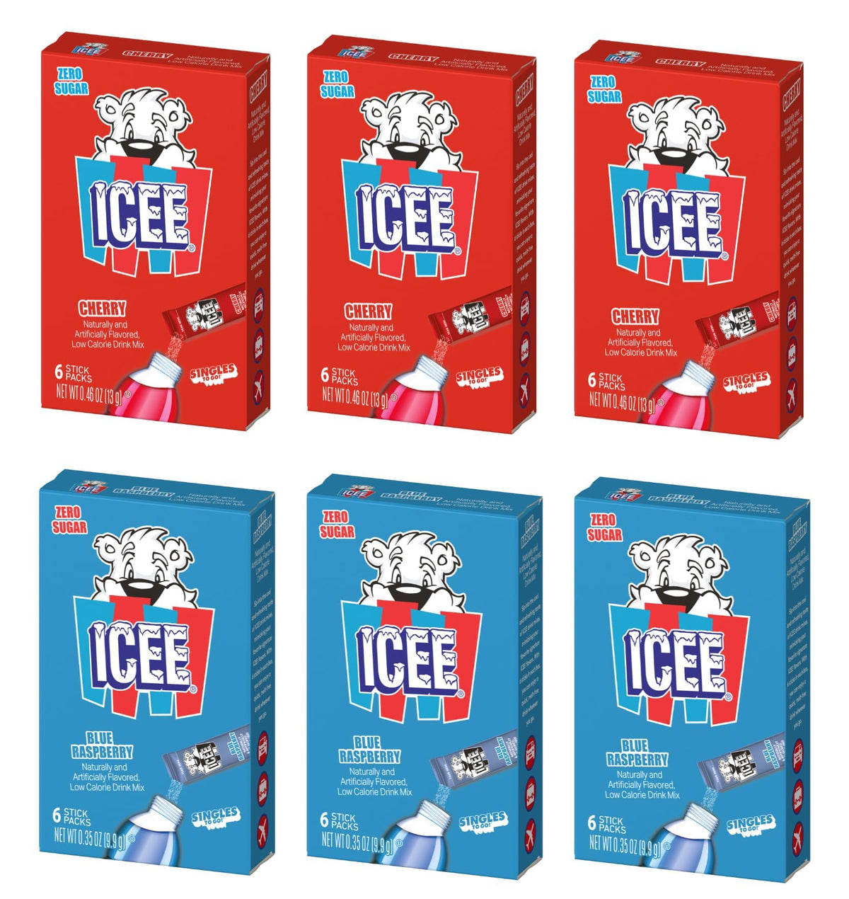 ICEE front packaging showing six boxes and variety pack convenience