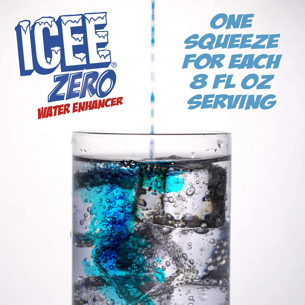 ICEE bottle in a poolside glass showing convenient flavoring at leisure