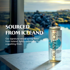 Icelandic Glacial close-up of bubbles illustrating gentle carbonation and clean mouthfeel