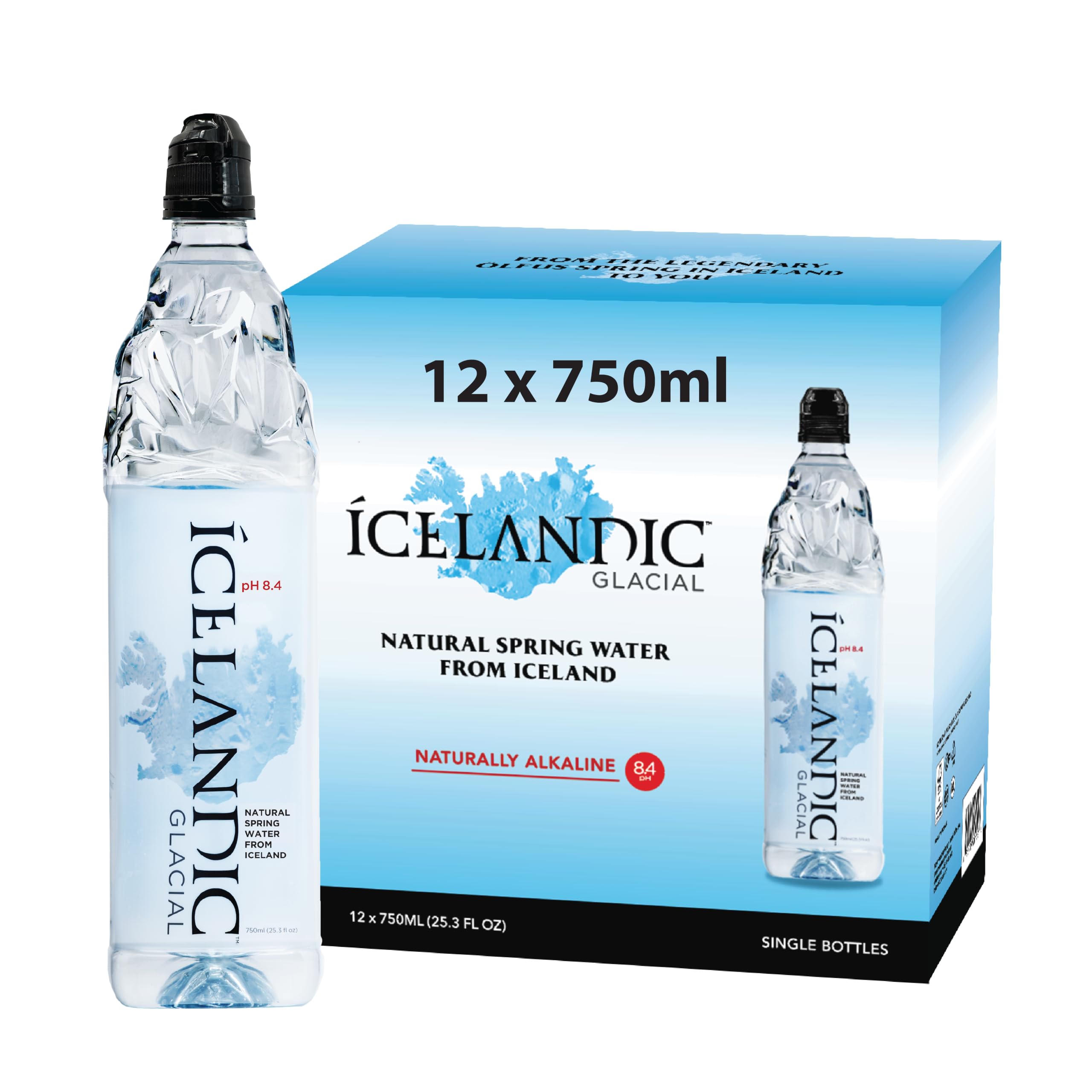 Icelandic Glacial front packaging showing elegant bottle and brand clarity for trust