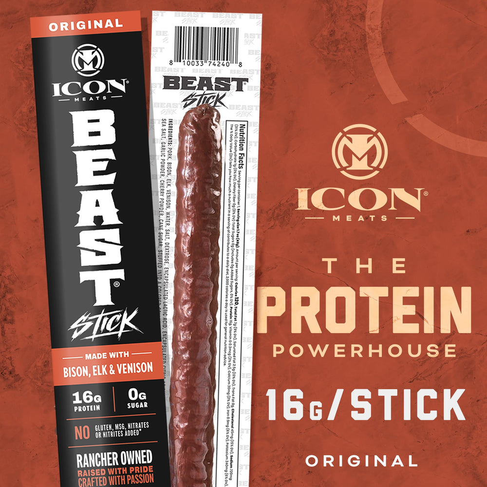 ICON Meats open bulk box with 16 sticks for pantry stocking and savings