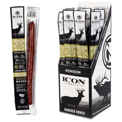 ICON Meats front packaging 24 pack showing garlic venison pork benefits