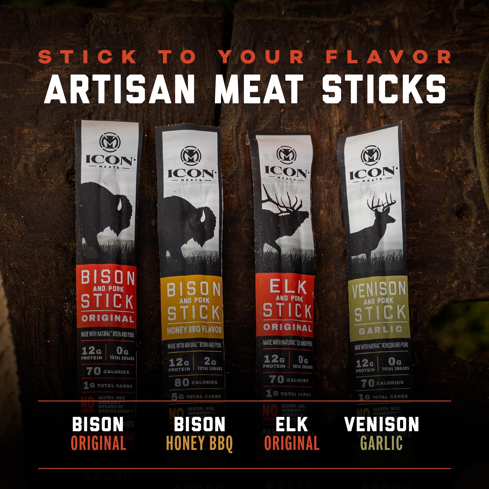 ICON Meats individual stick close-up illustrating portable freshness benefit