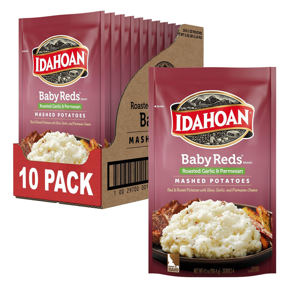 Idahoan front packaging showing Baby Reds pouch with clear branding and benefits