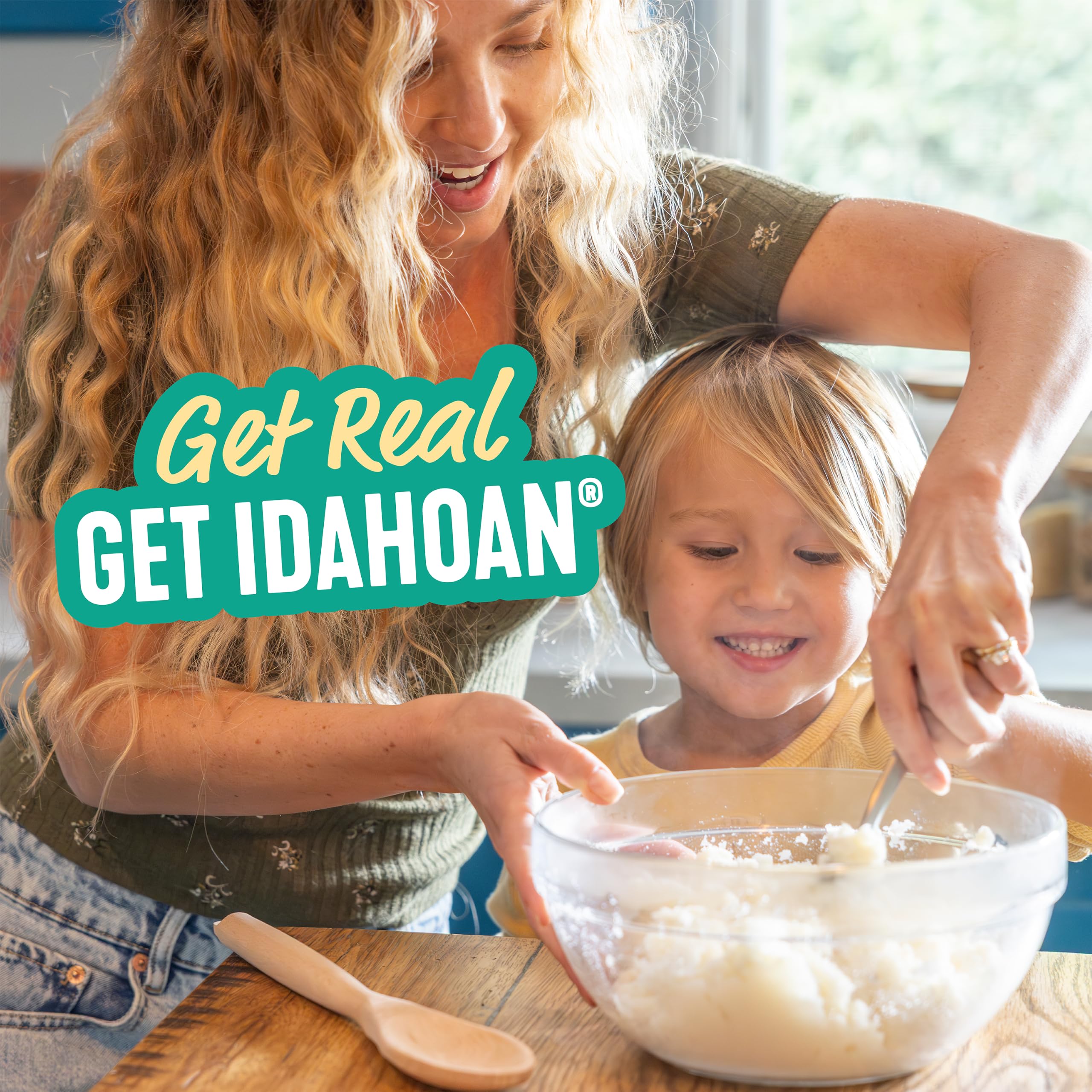 Idahoan casserole topped with mashed potatoes for family-style serving