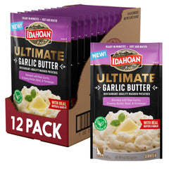 Idahoan front packaging showing garlic butter flavor and premium appeal