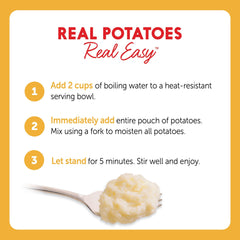 Idahoan mashed potatoes in a bowl showcasing creamy buttery taste and easy serving