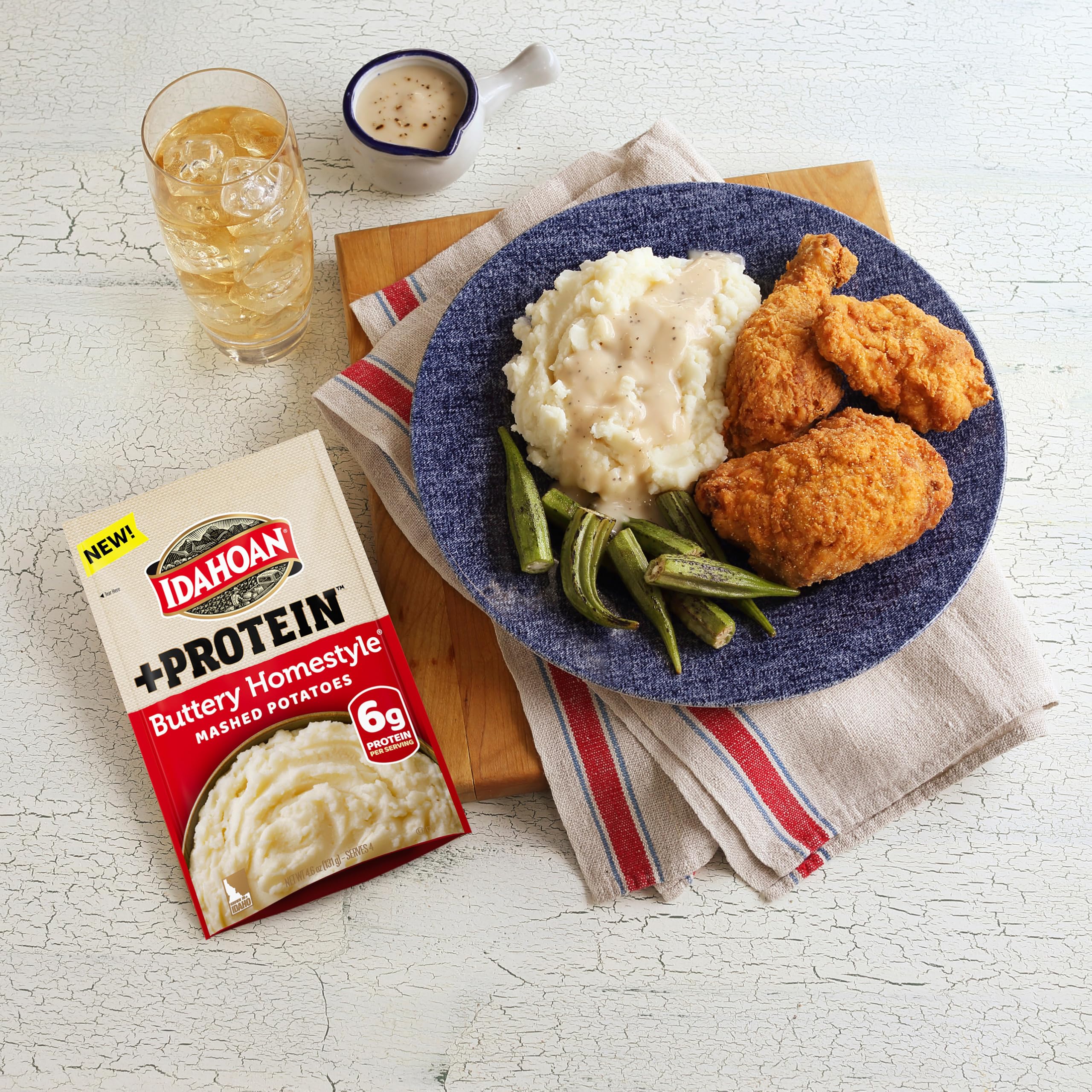 Idahoan nutrition label and ingredients highlighting real Idaho potatoes
