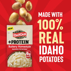 Idahoan open pouch with potato flakes ready for quick preparation