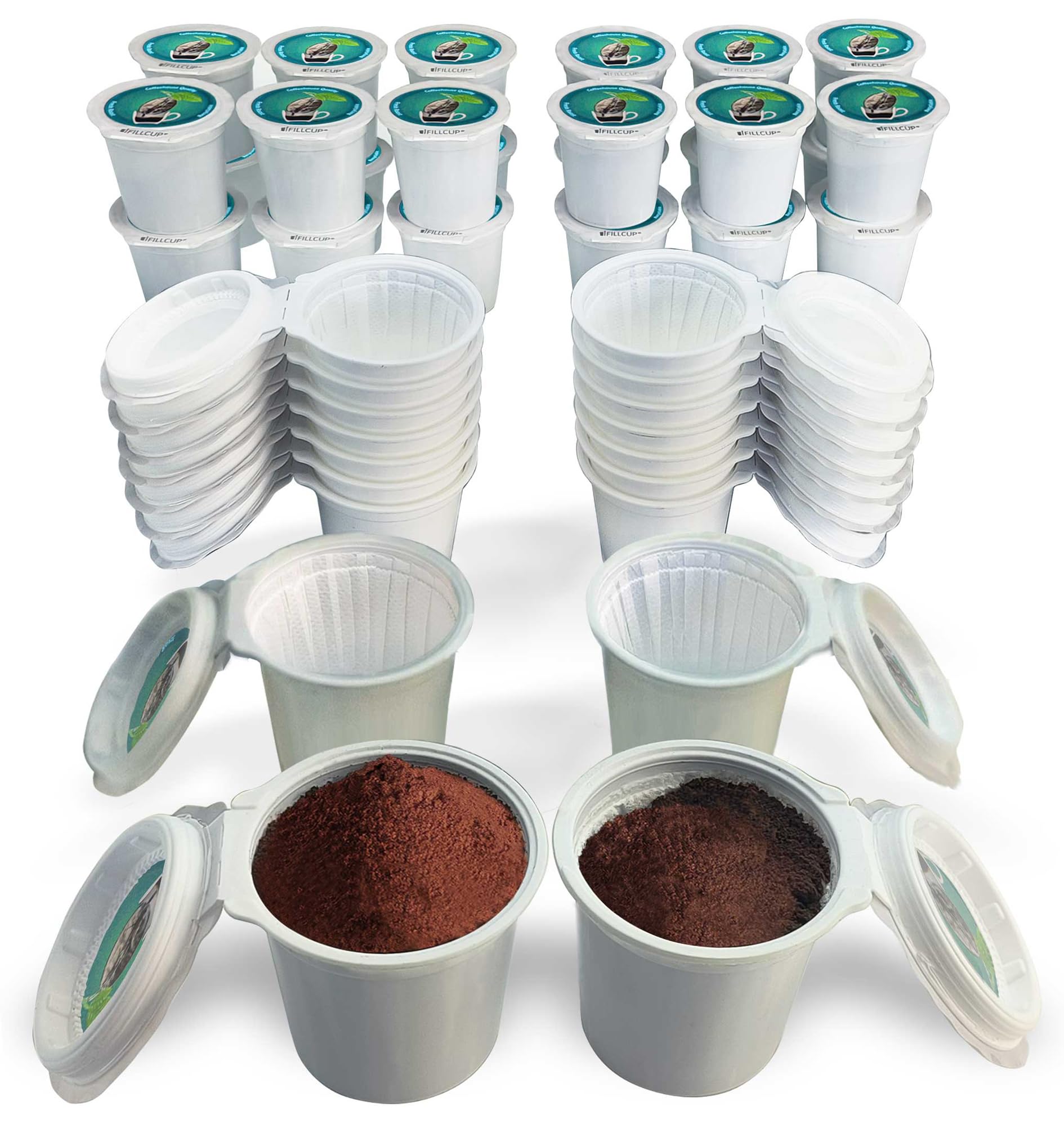 iFillCup front packaging green showing reusable K-Cup pods and benefits