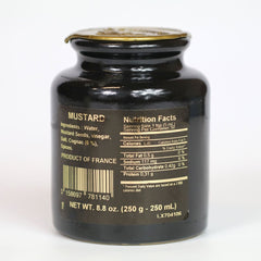 Close-up of IL FUSTINO Pommery mustard seeds and Cognac infusion, textured flavor
