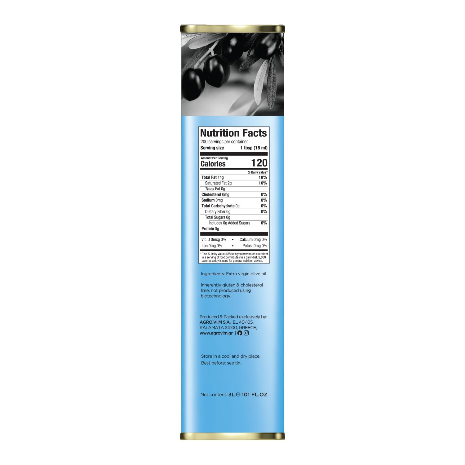 ILIADA label closeup displaying Koroneiki origin and harvest year traceability