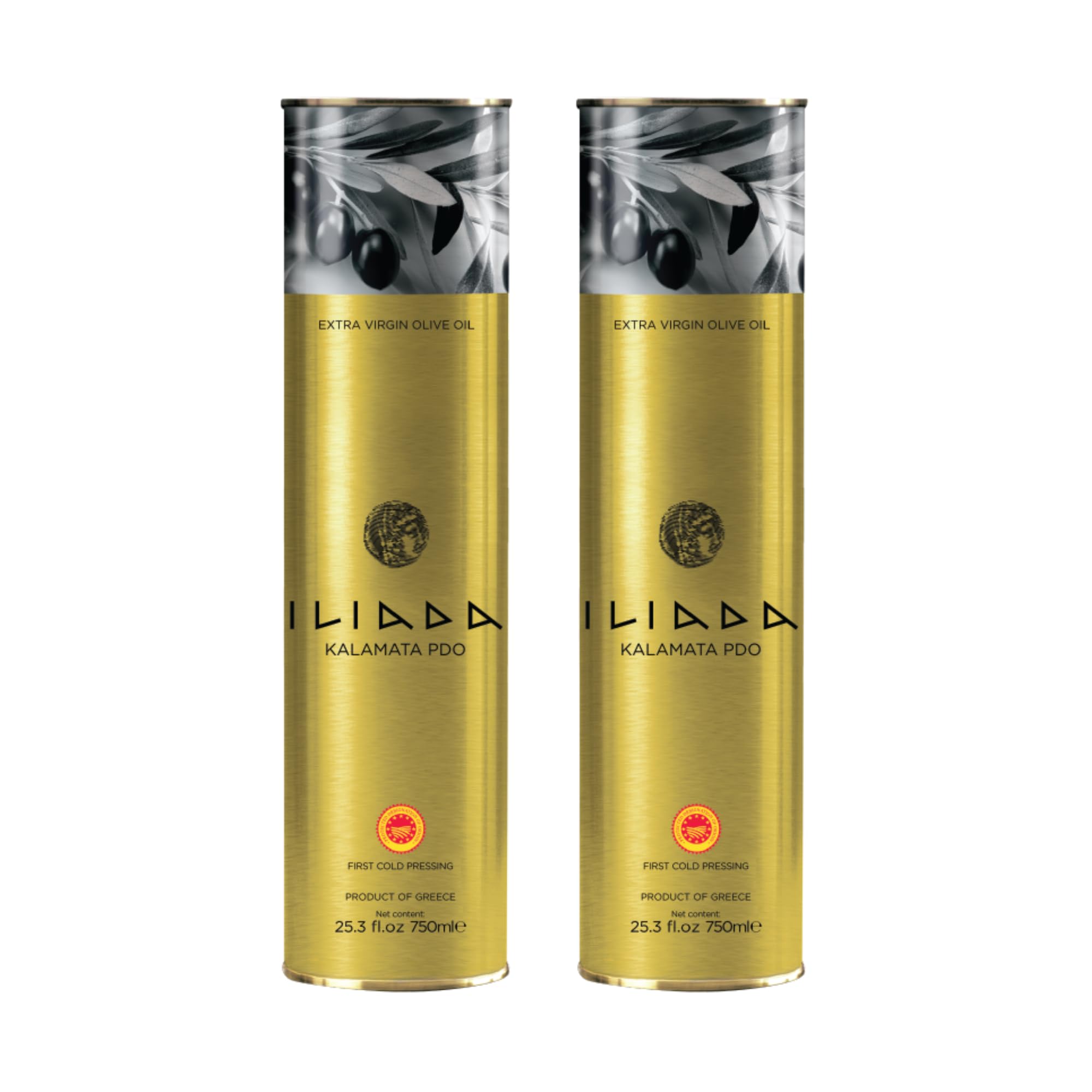 Iliada tin front packaging showing PDO badge and premium design for authenticity