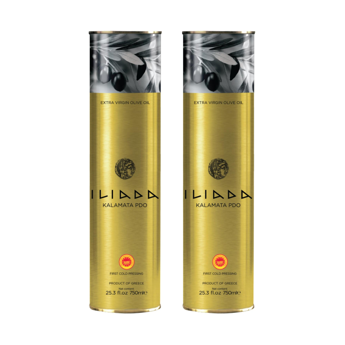 Iliada tin front packaging showing PDO badge and premium design for authenticity