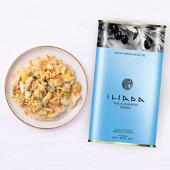 ILIADA oil texture and deep green‑gold color highlighting fresh polyphenols