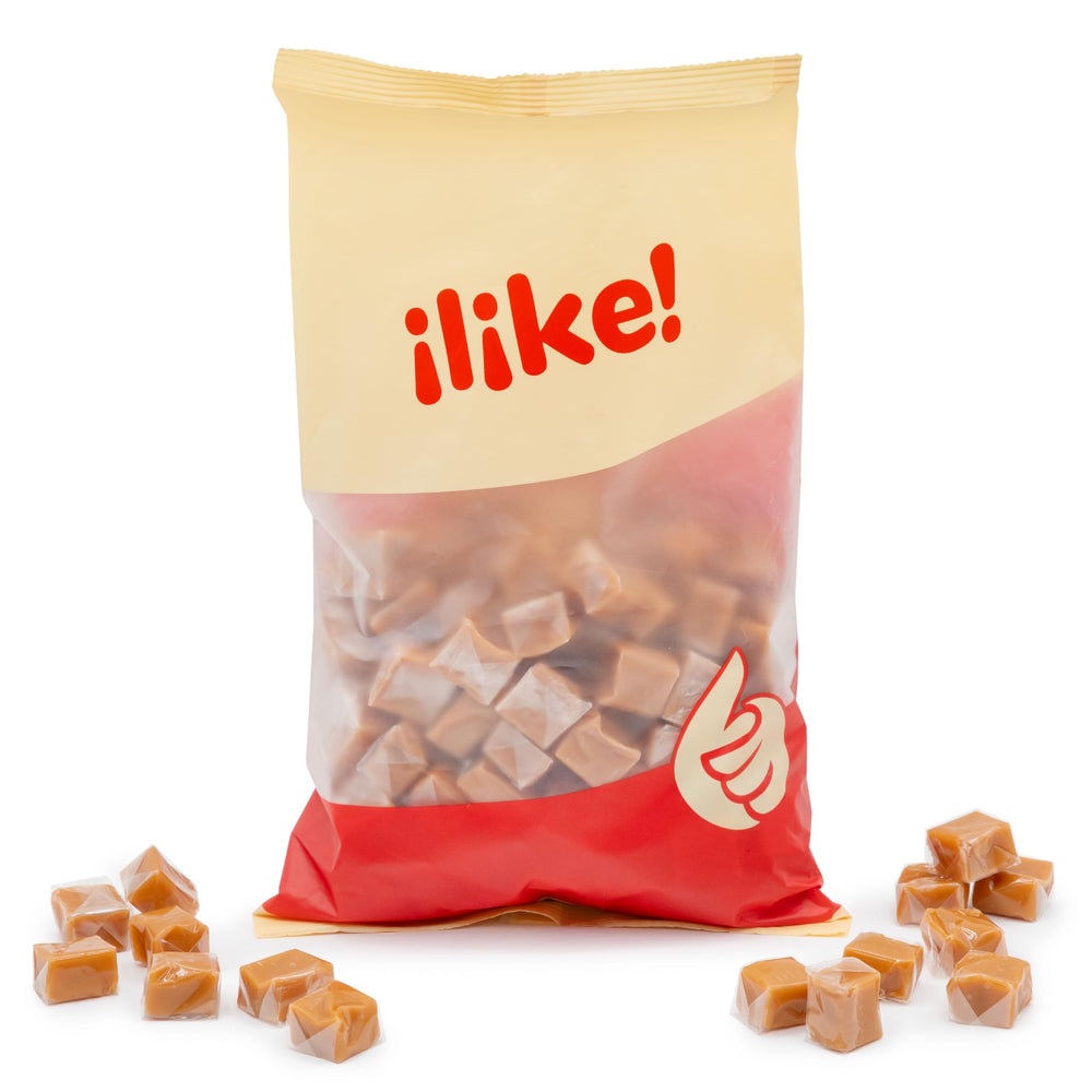 ILIKE! caramel texture macro highlighting soft chew and creamy consistency