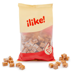 ILIKE! caramel texture macro highlighting soft chew and creamy consistency