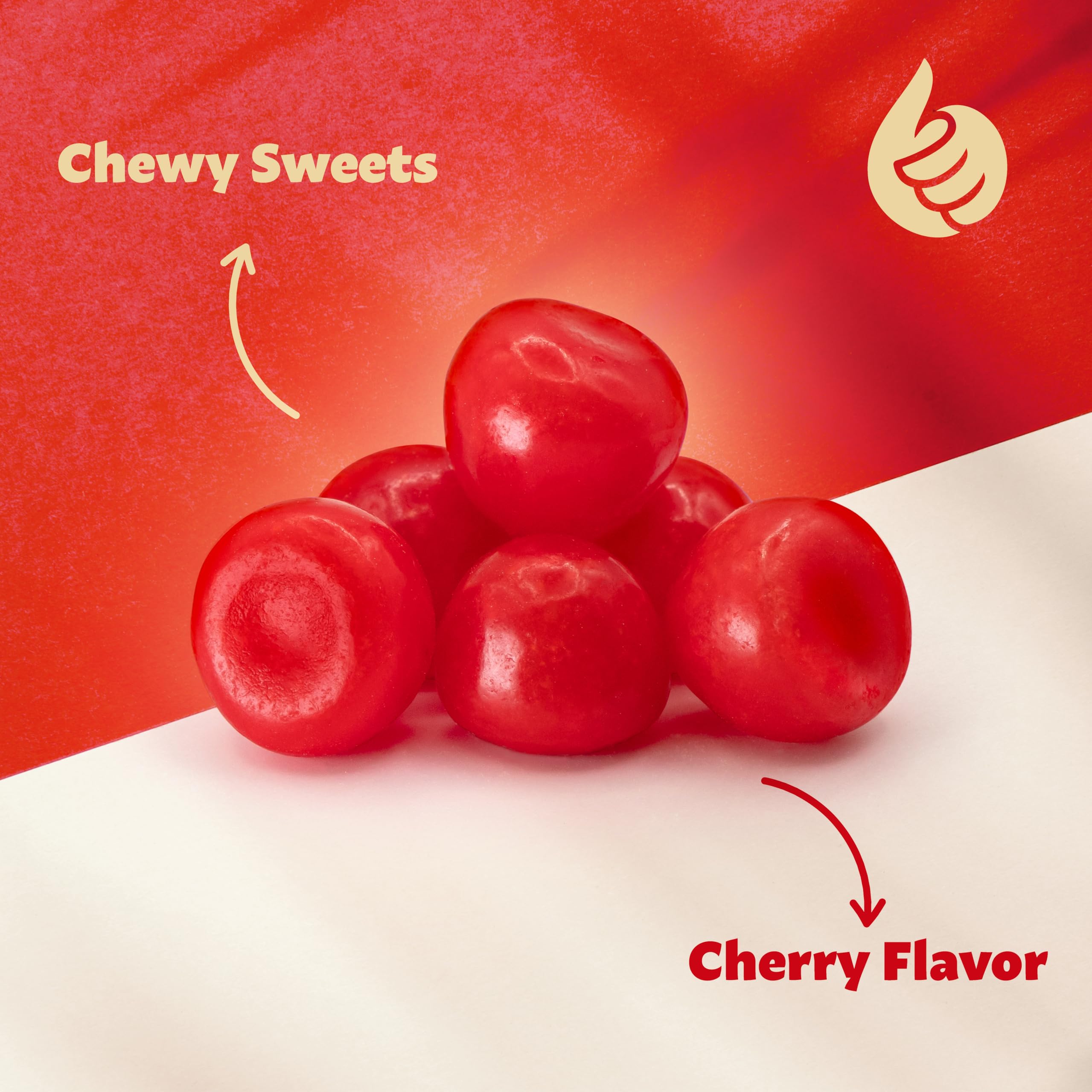 ILIKE! candies used as dessert topping adding bright cherry flavor and color