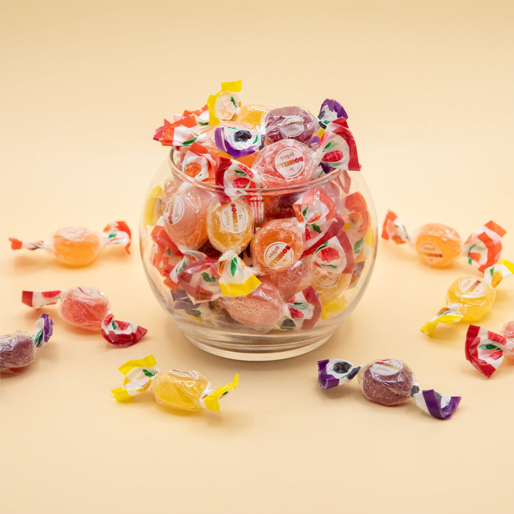 ILIKE! Fida Bonelle flavor assortment laid out to show lemon orange blackberry strawberry variety