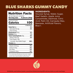 ILIKE! open bag with loose gummy sharks demonstrating easy resealable storage