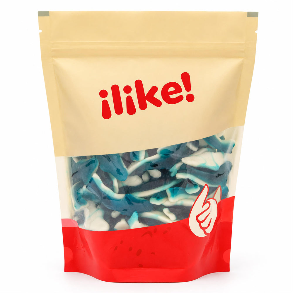 ILIKE! party table with ILIKE! gummy sharks offering festive snack visual